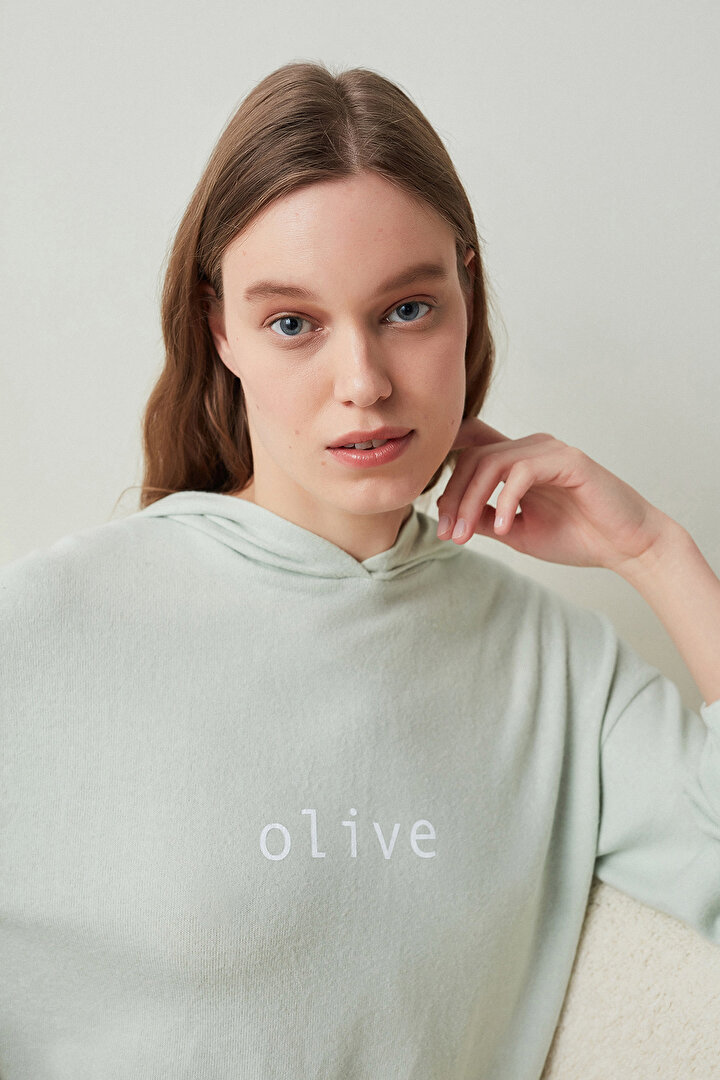 MintYeşili Olive Hood Sweatshirt - 2