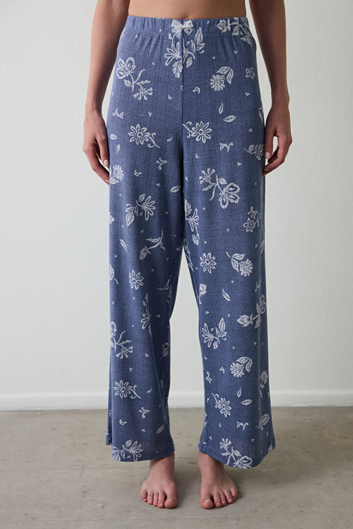 İndigo Hailee Çiçekli Ajurlu Pijama Altı - 1