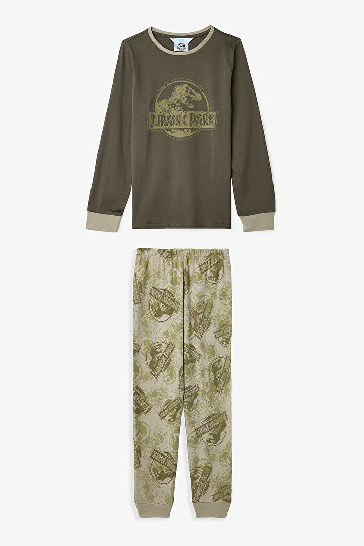 Haki Erkek Çocuk Jurassic Park Pijama Takımı - 1