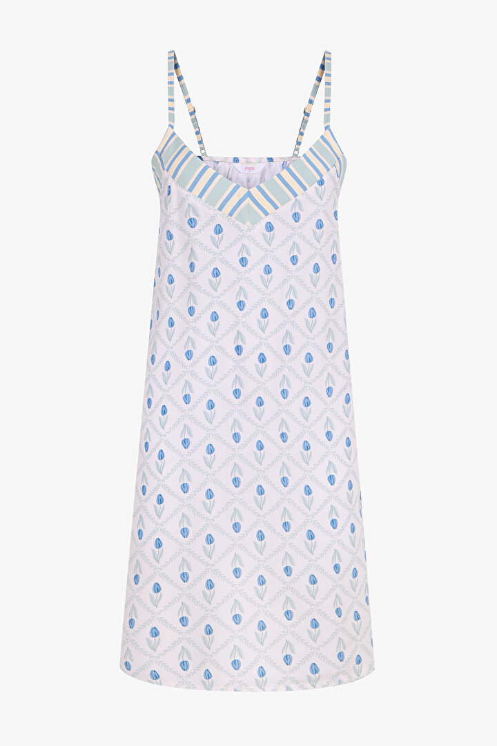 Bej Serenity Floral Gecelik - 1