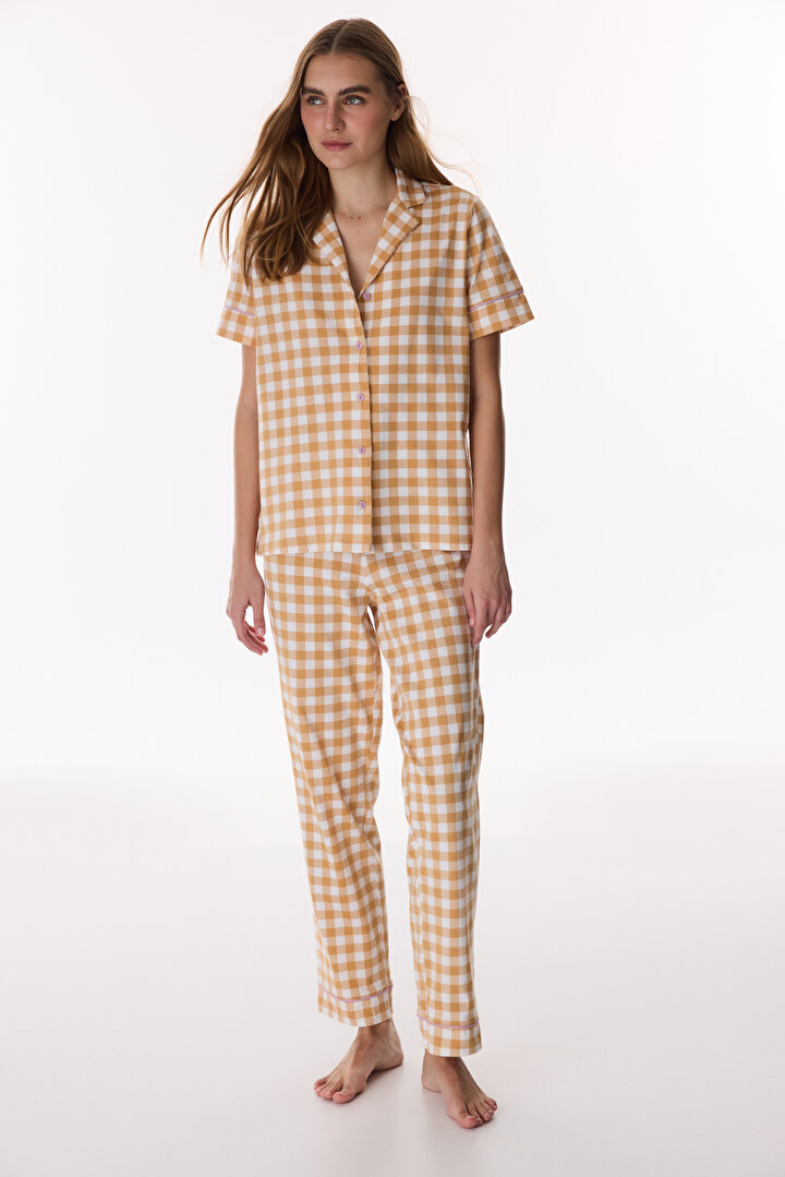 Tarçın Picnic Mood Gömlek Pantolon Pijama Takımı - 1