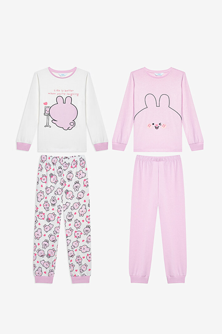 Kız Çocuk Super Cute 2li Çok Renkli Pijama Takımı - 1