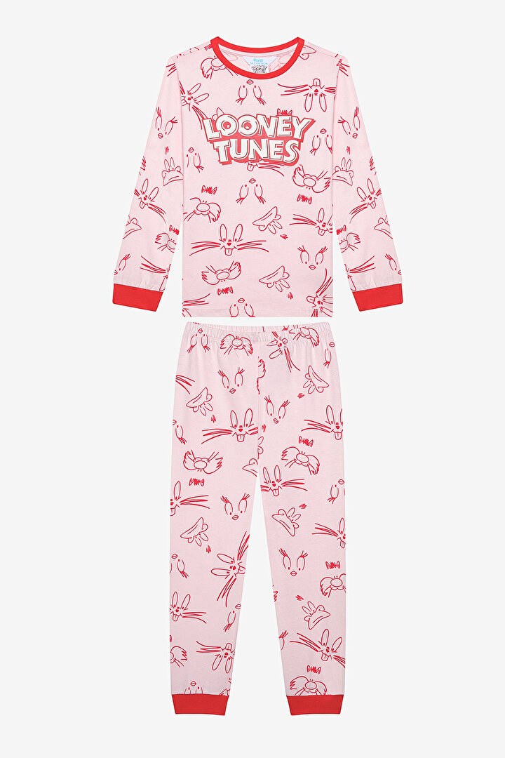 Kız Çocuk Pinky Looney Çok Renkli Pijama Takımı_0