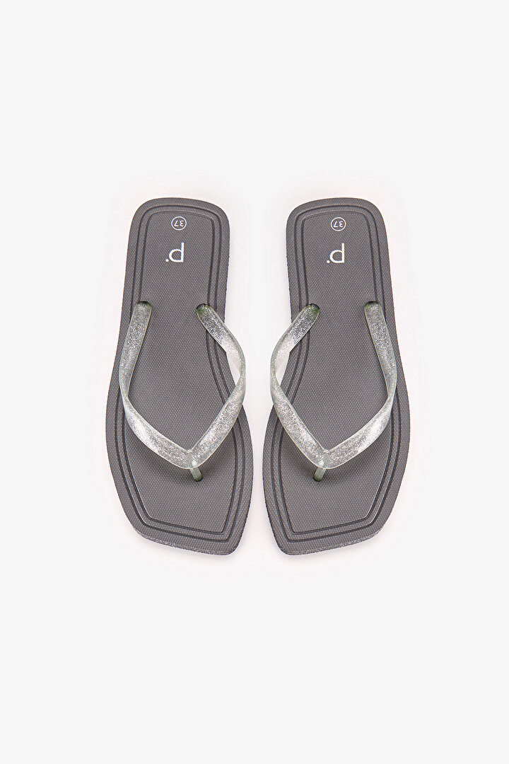Beige New Shiny Glittery Slippers - 1