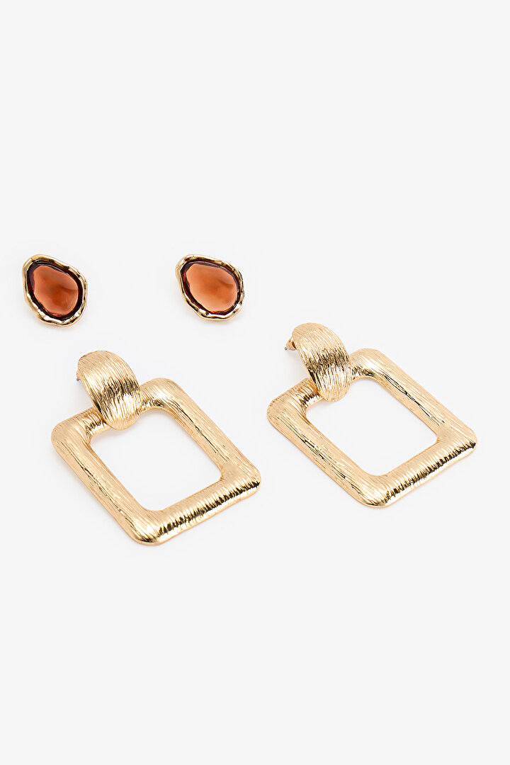 Altın Rengi Karen Küpe Seti - 2