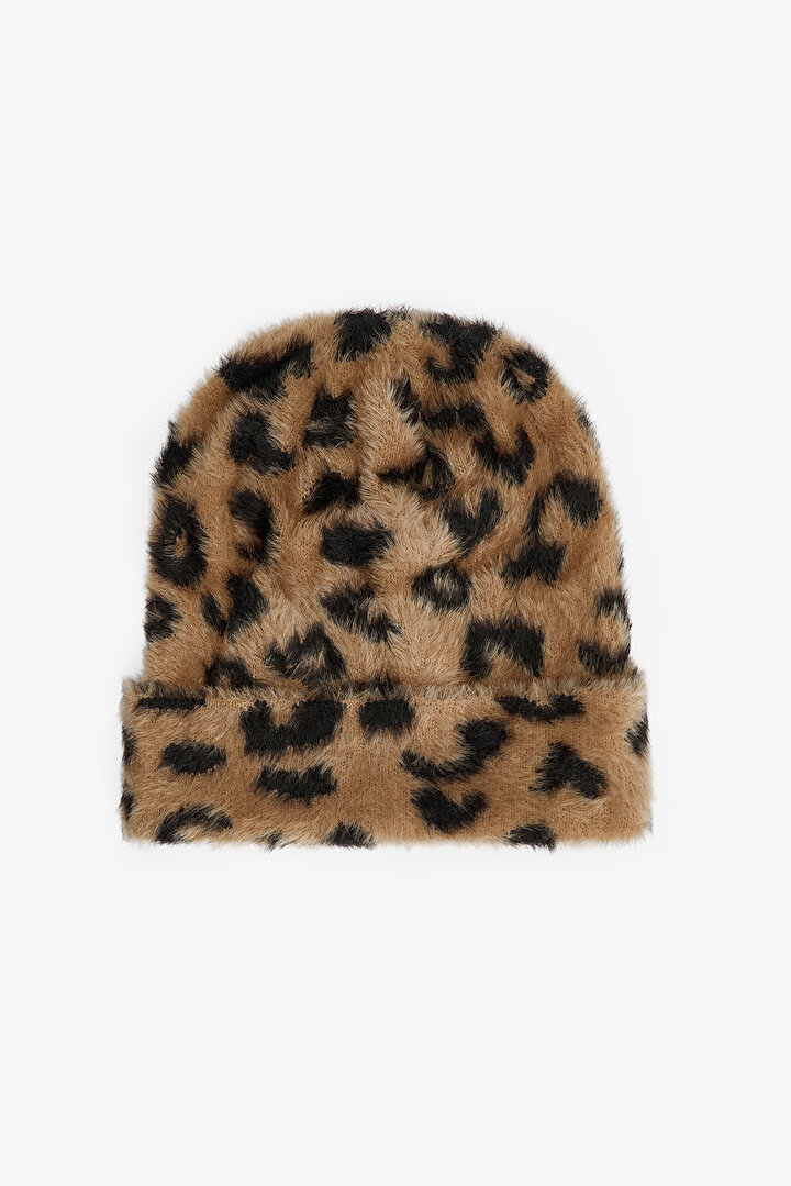 Leopar Desenli Yumuşak Dokulu Bere - 1