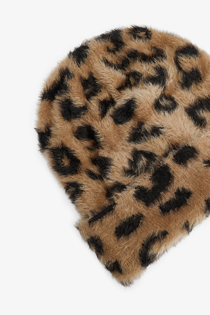 Leopar Desenli Yumuşak Dokulu Bere - 2