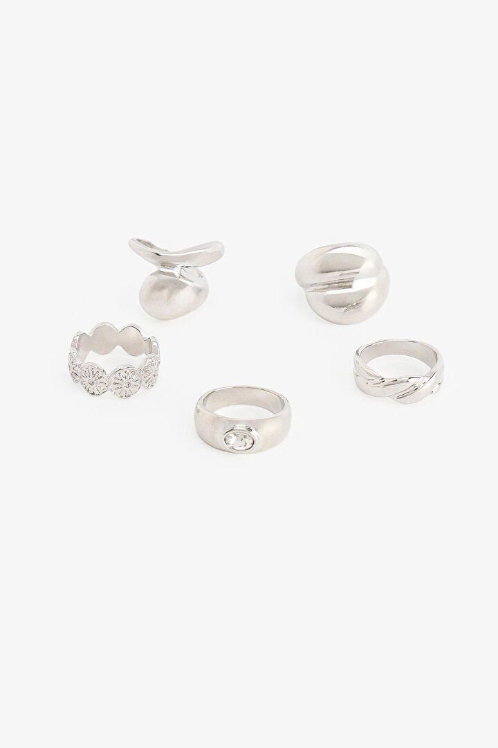 Silver Anthracite Leila 5 Pack Ring Set - 2