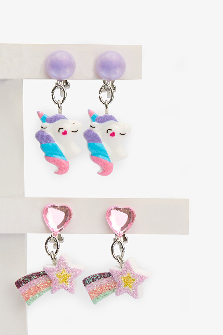 Kız Çocuk Unicornlu 4'lü Küpe Seti - 1