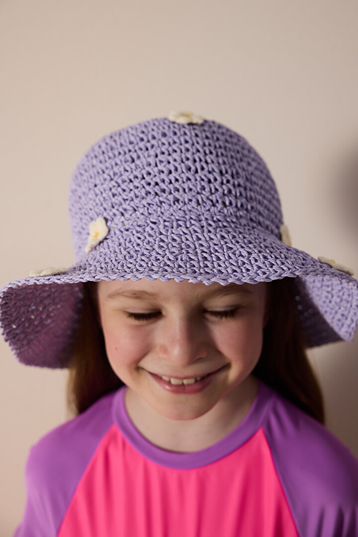 Girls Daisy Lilac Hat - 1