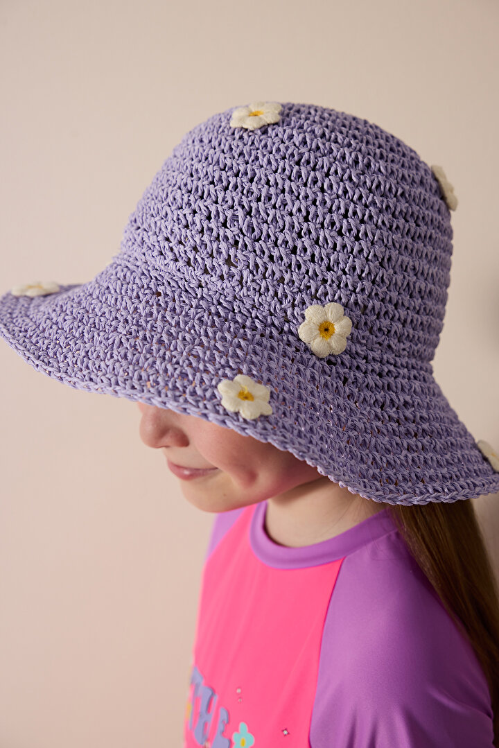 Girls Daisy Lilac Hat - 2