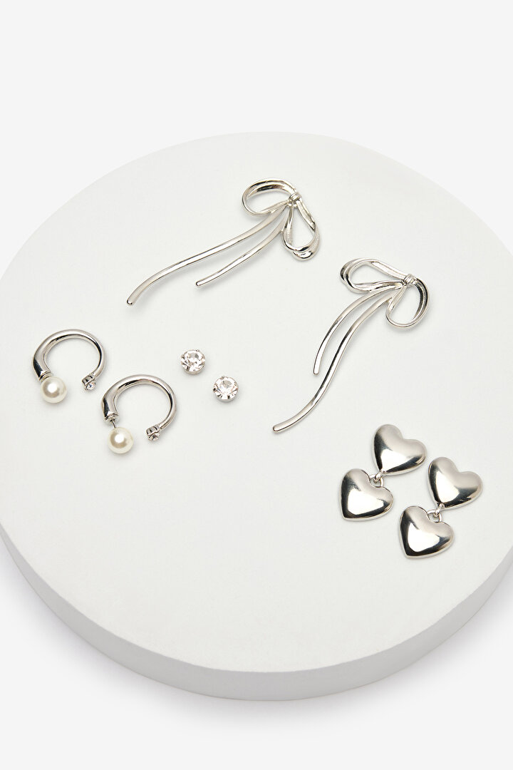 Drop Silver Earrings Set - 2