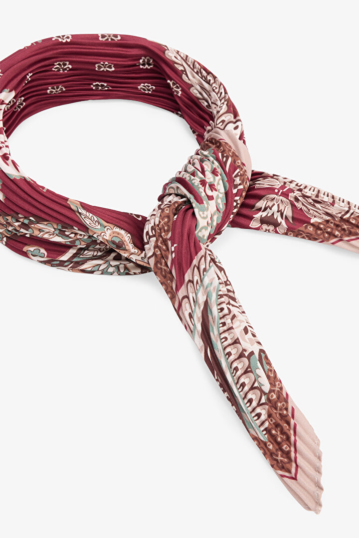 Bordo Denisa Şal Desenli Bandana - 2