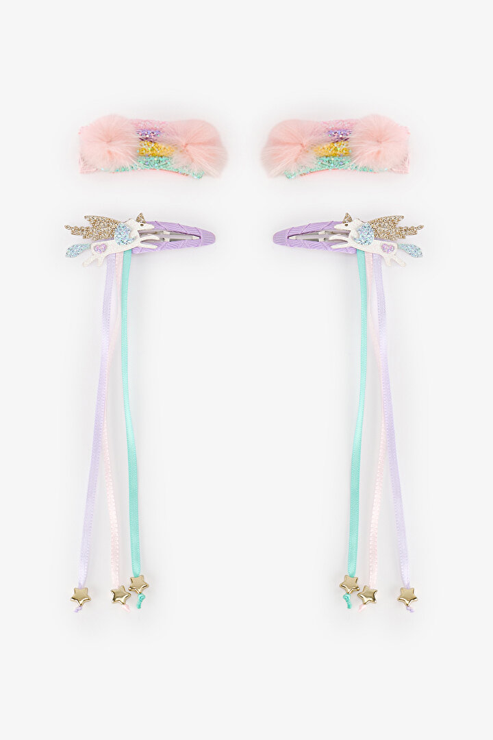 Girls' Rainbow 4 Pack Hair Clip Set - 1