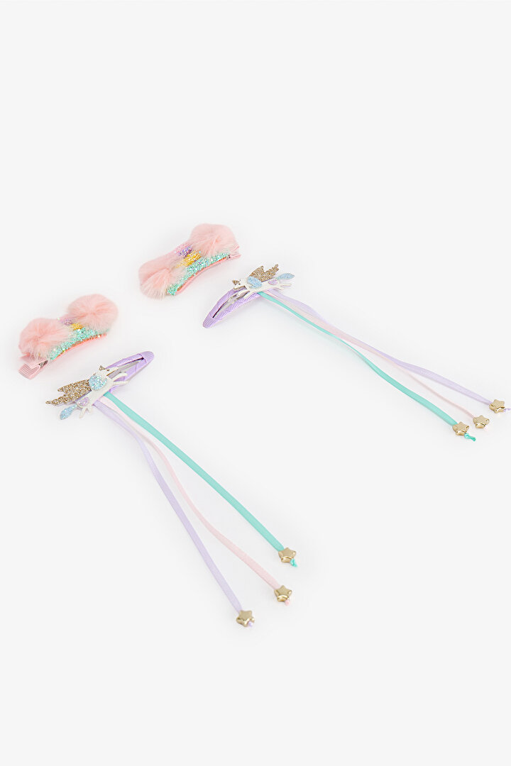Girls' Rainbow 4 Pack Hair Clip Set - 2
