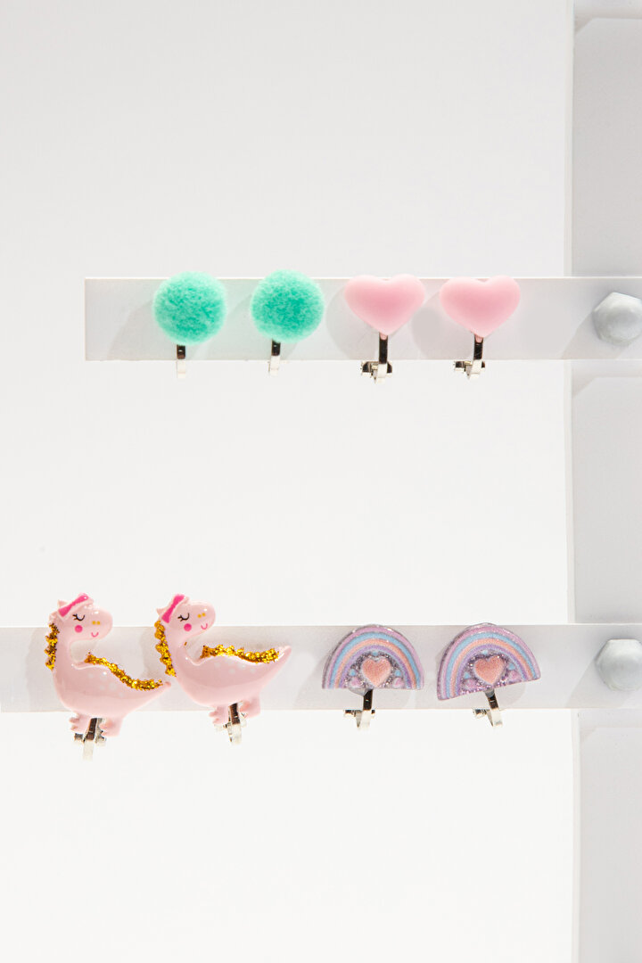 Çok Renkli Girls Dino Küpe Set - 1