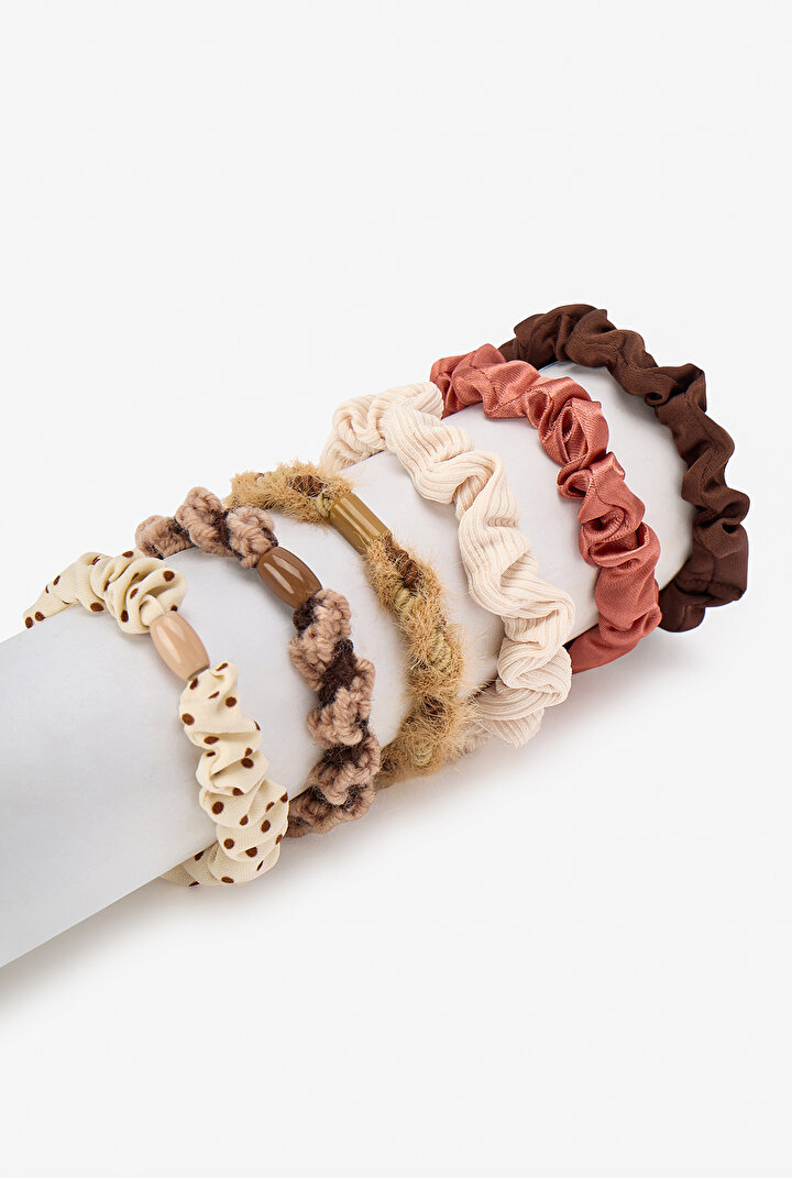 Brown Elastic 6 Pack Hair Clip Set - 1