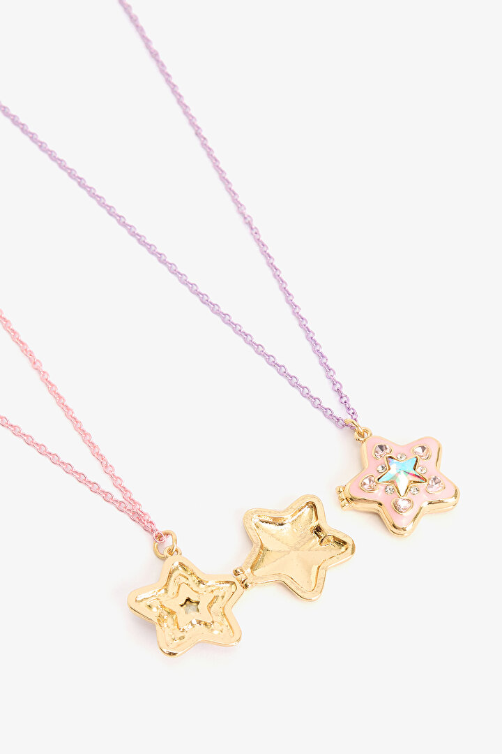 Renkli Kız Çocuk 2'li BFF Kolye Seti - 2