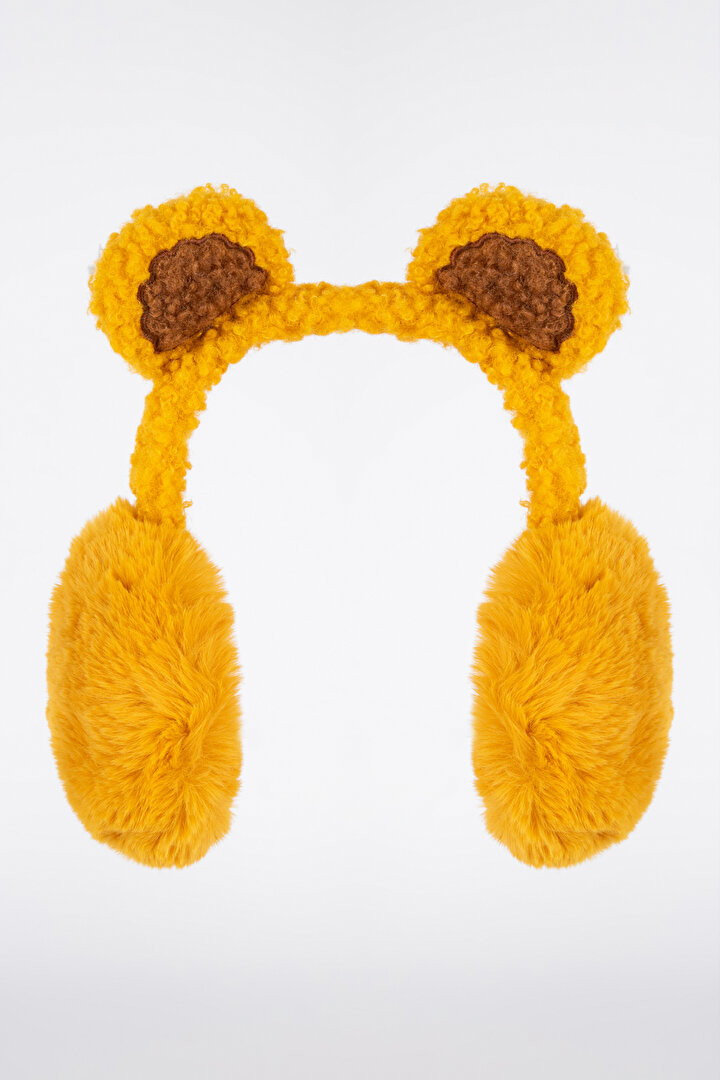 Beige Girls Teddy Earphone - 1