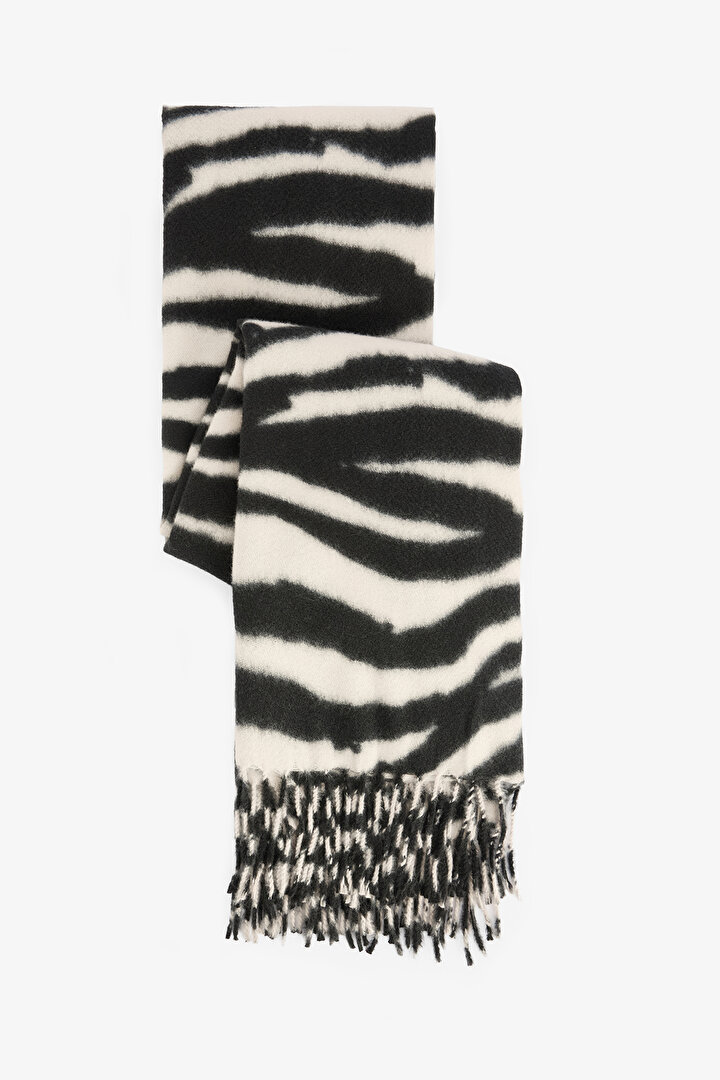 Zebra Desenli Yumuşak Dokulu Atkı - 1