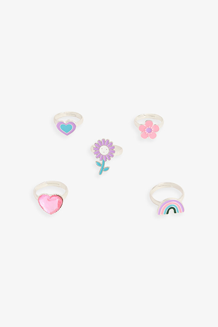 Renkli Kız Çocuk Happy Yüzük Seti - 1