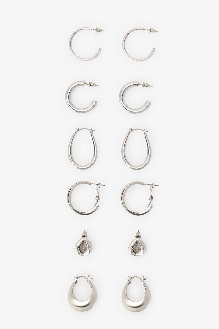 Silver Anthracite Gloria 6 Pack Earring Set - 1