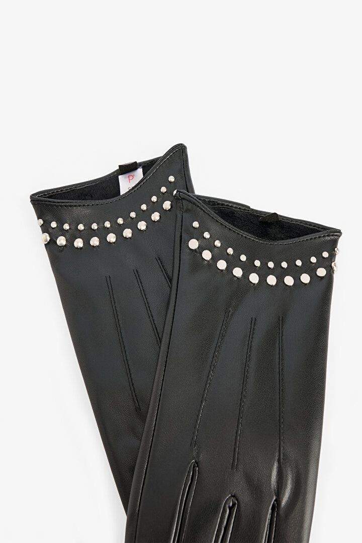 Siyah Madame Suni Deri Eldiven - 2