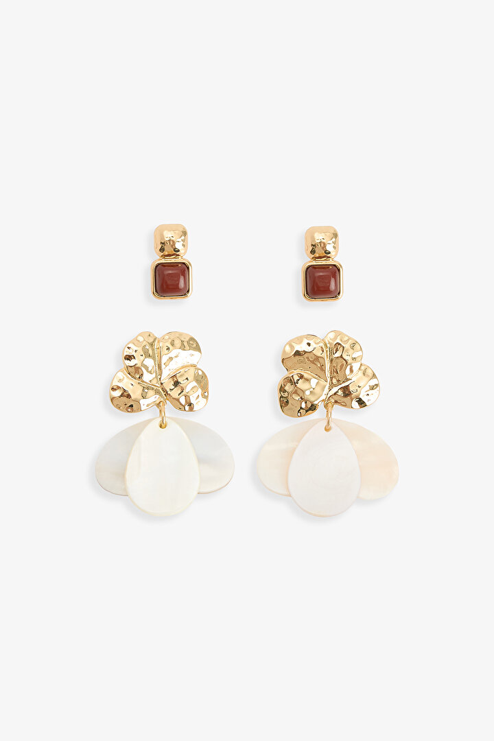 Beige White Samantha Earring Set - 1