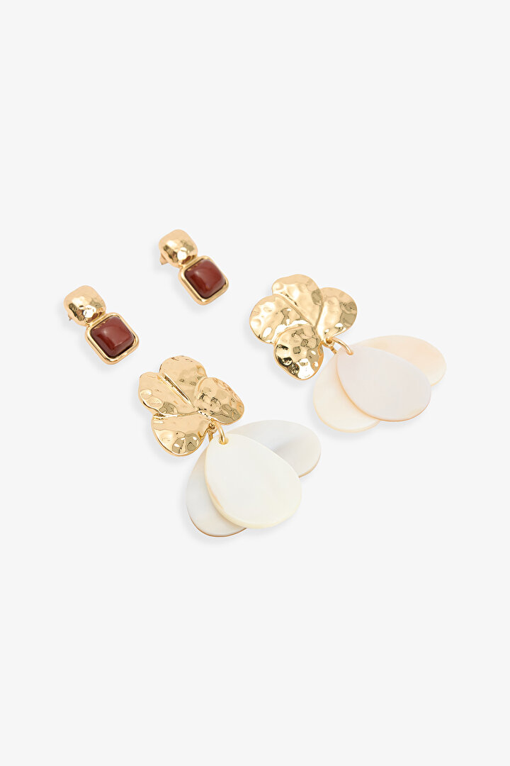 Beige White Samantha Earring Set - 2