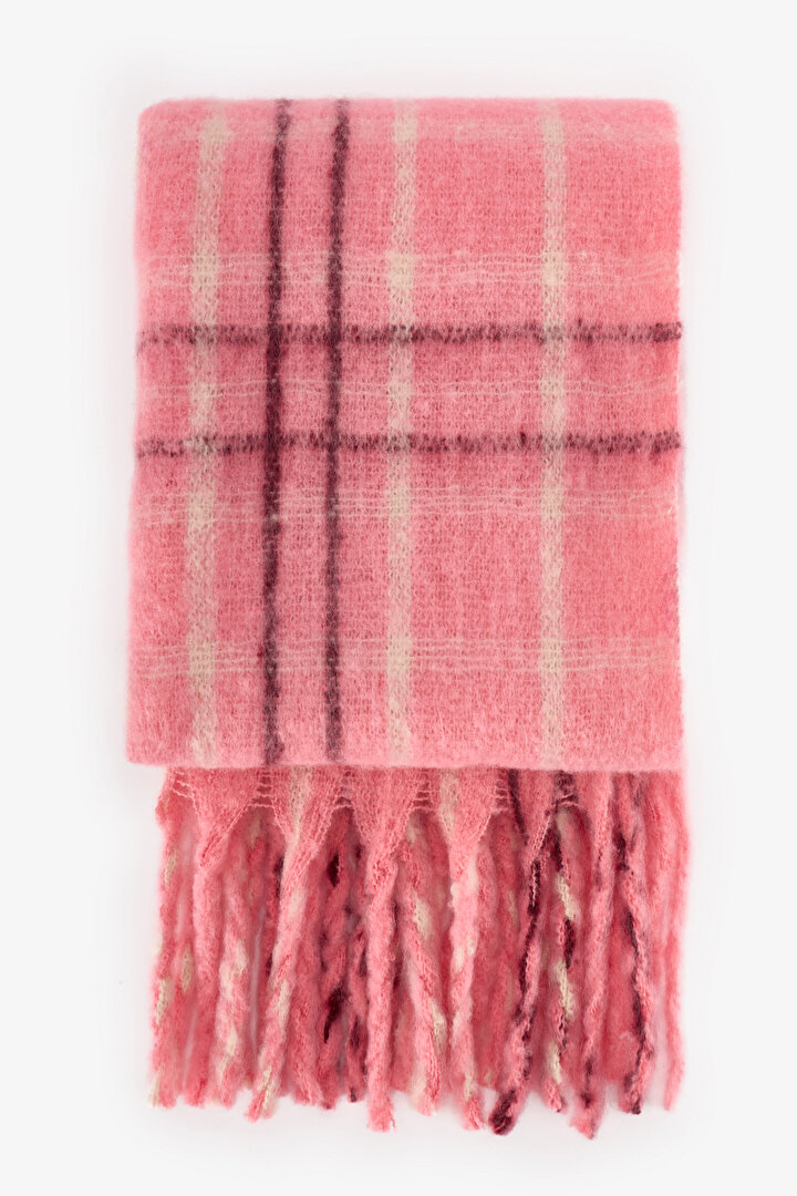 Pembe Clara Çizgili Atkı - 1