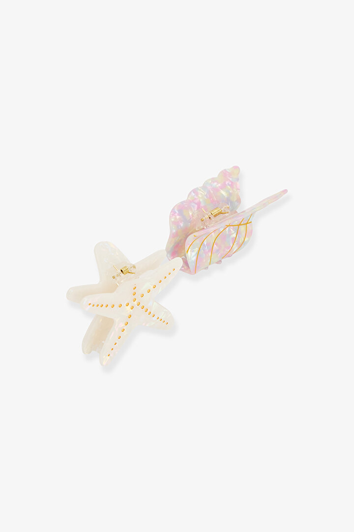 Beige Marble Hair Clip Set - 2