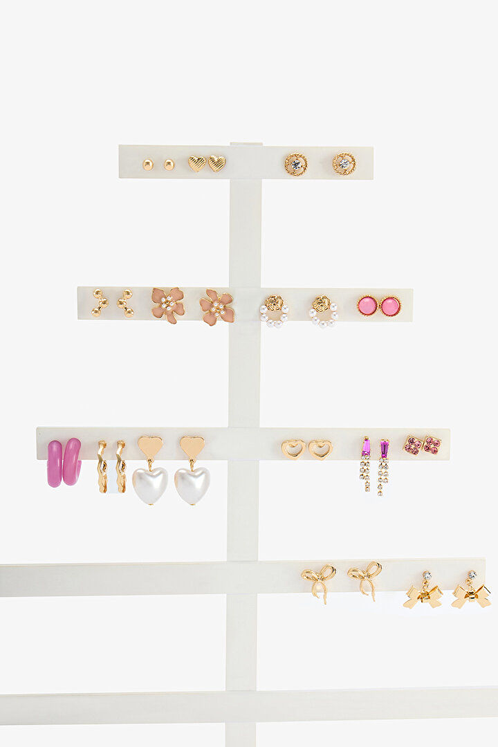 Multicolor Mix Heart Earring Set - 1