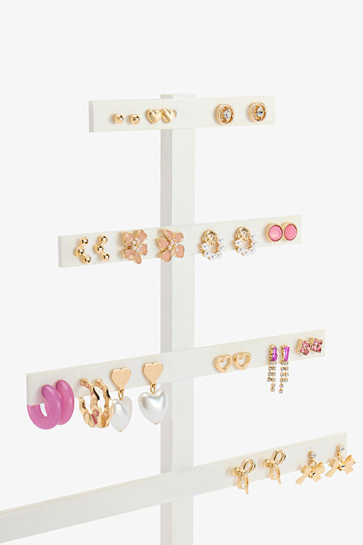 Multicolor Mix Heart Earring Set - 2