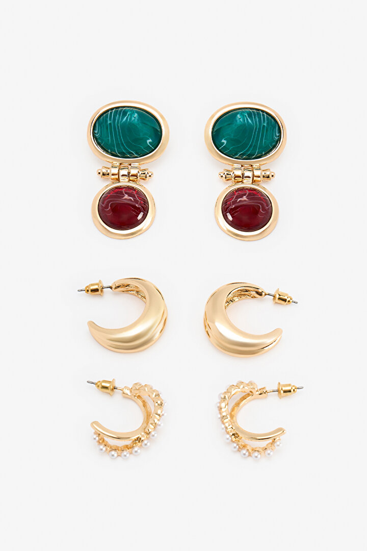 Siyah Longoria Küpe Seti - 1