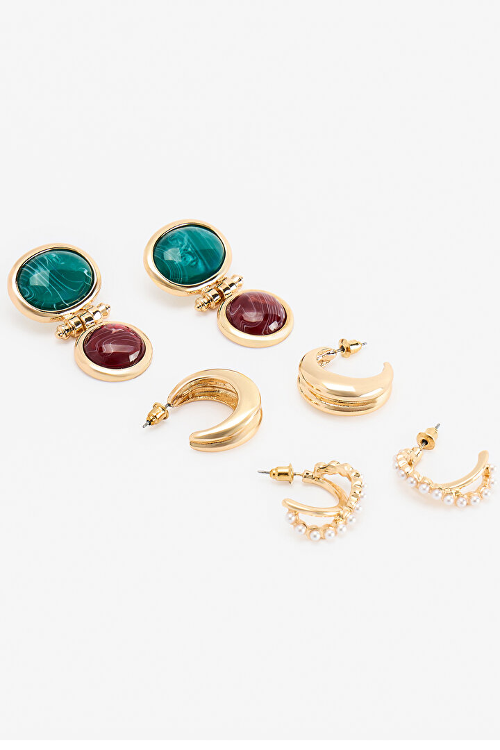 Siyah Longoria Küpe Seti - 2