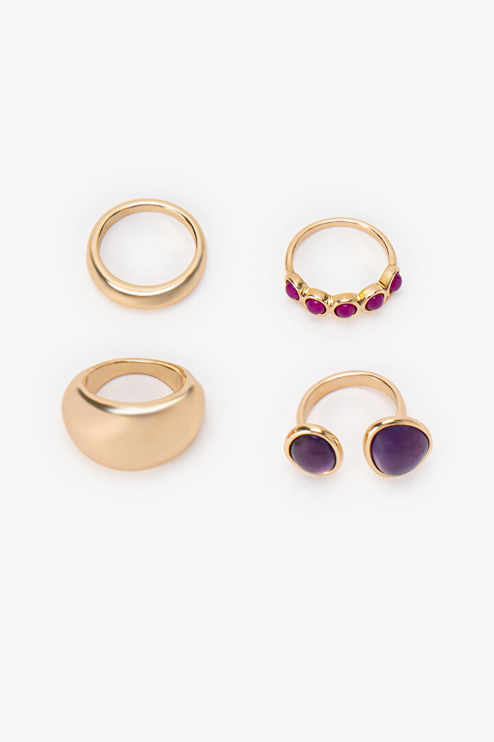 Gold Serena 4 Pack Ring Set - 1