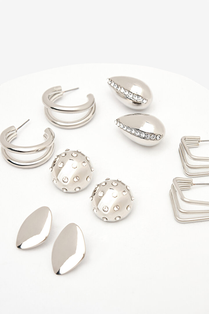 Veronica Gümüş Renk Küpe Seti - 3