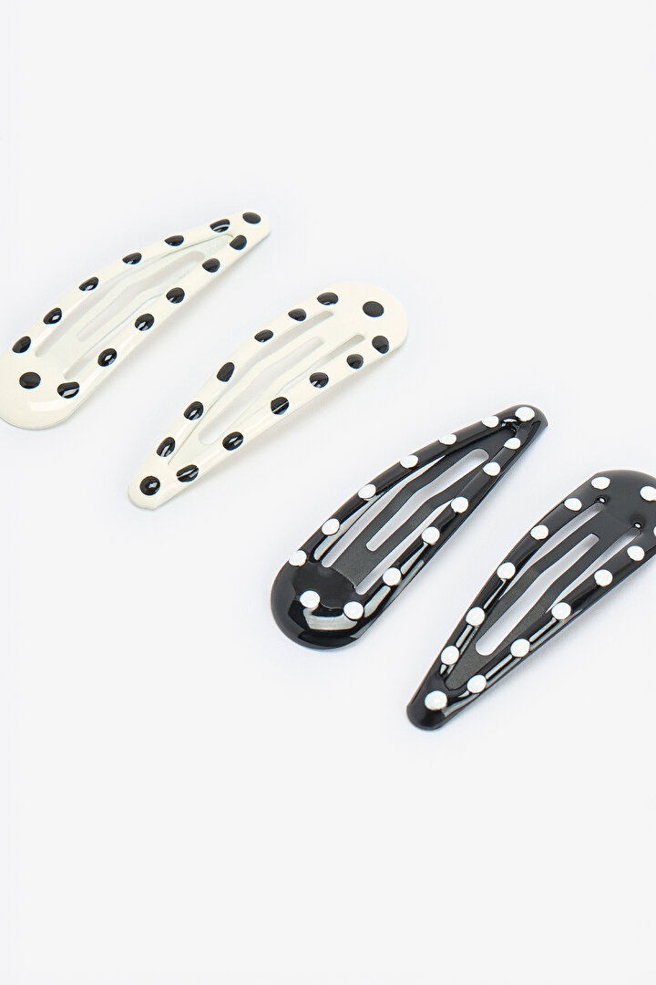 Beyaz - Siyah - Gri Polka Toka Set - 2