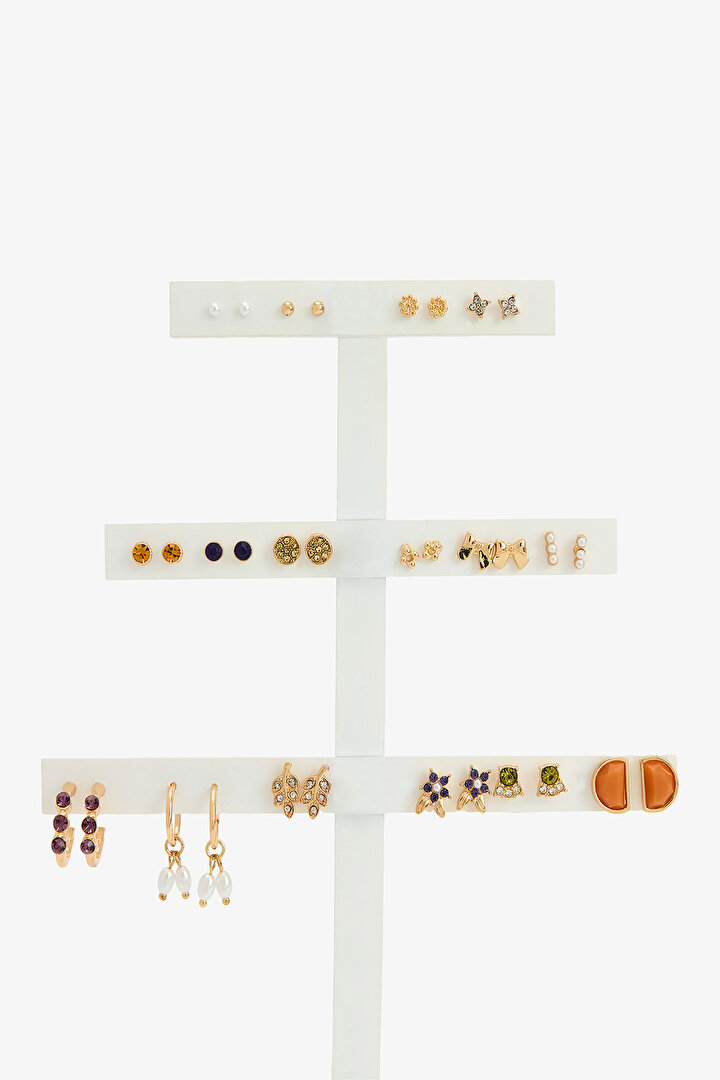 Gold Color 17-Piece Mixed Earring Set - 1