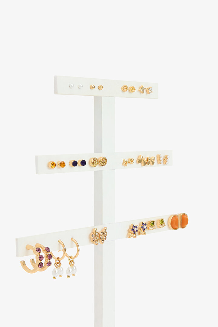 Gold Color 17-Piece Mixed Earring Set - 2