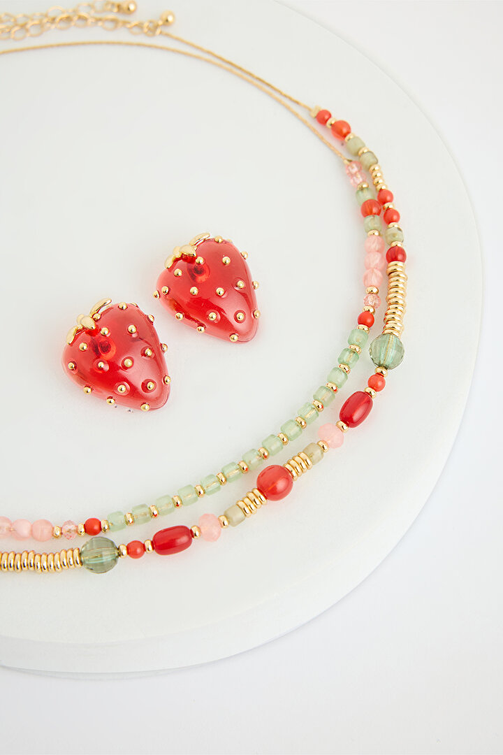 Berry Gold Necklace Set - 2