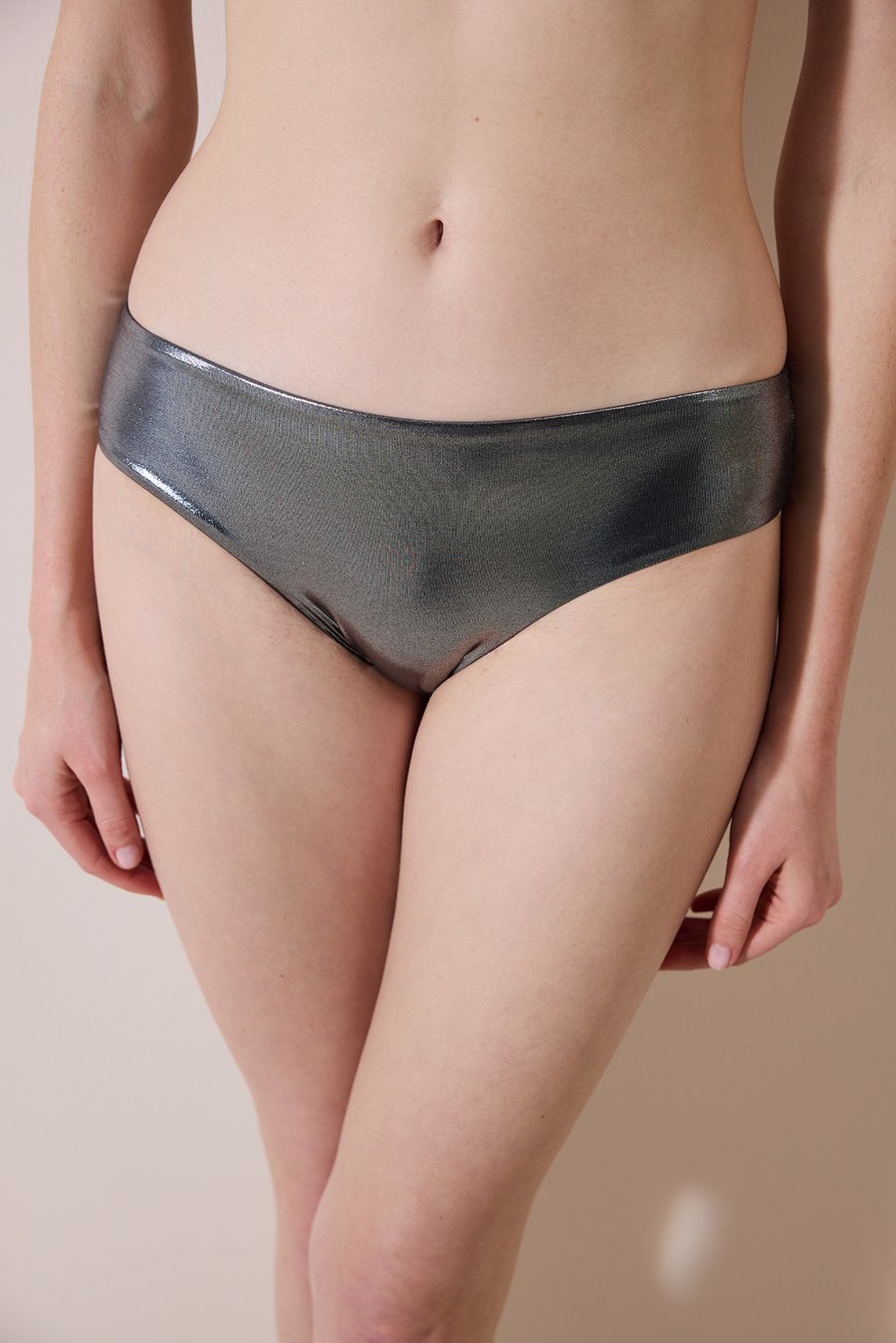 Faylinn Hipster Shiny Grey Bikini Bottom