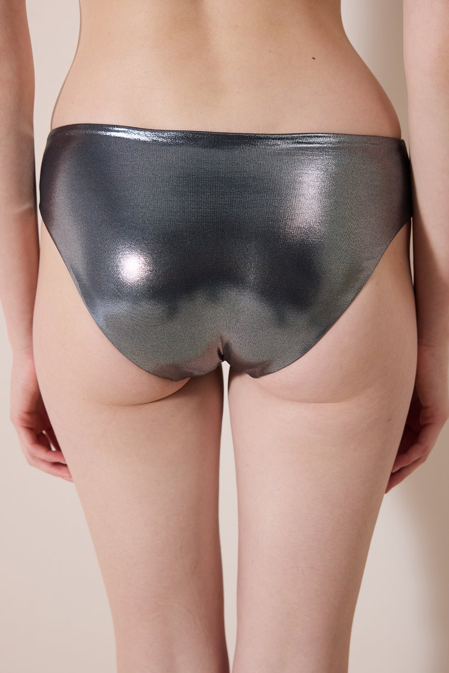 Faylinn Hipster Shiny Grey Bikini Bottom