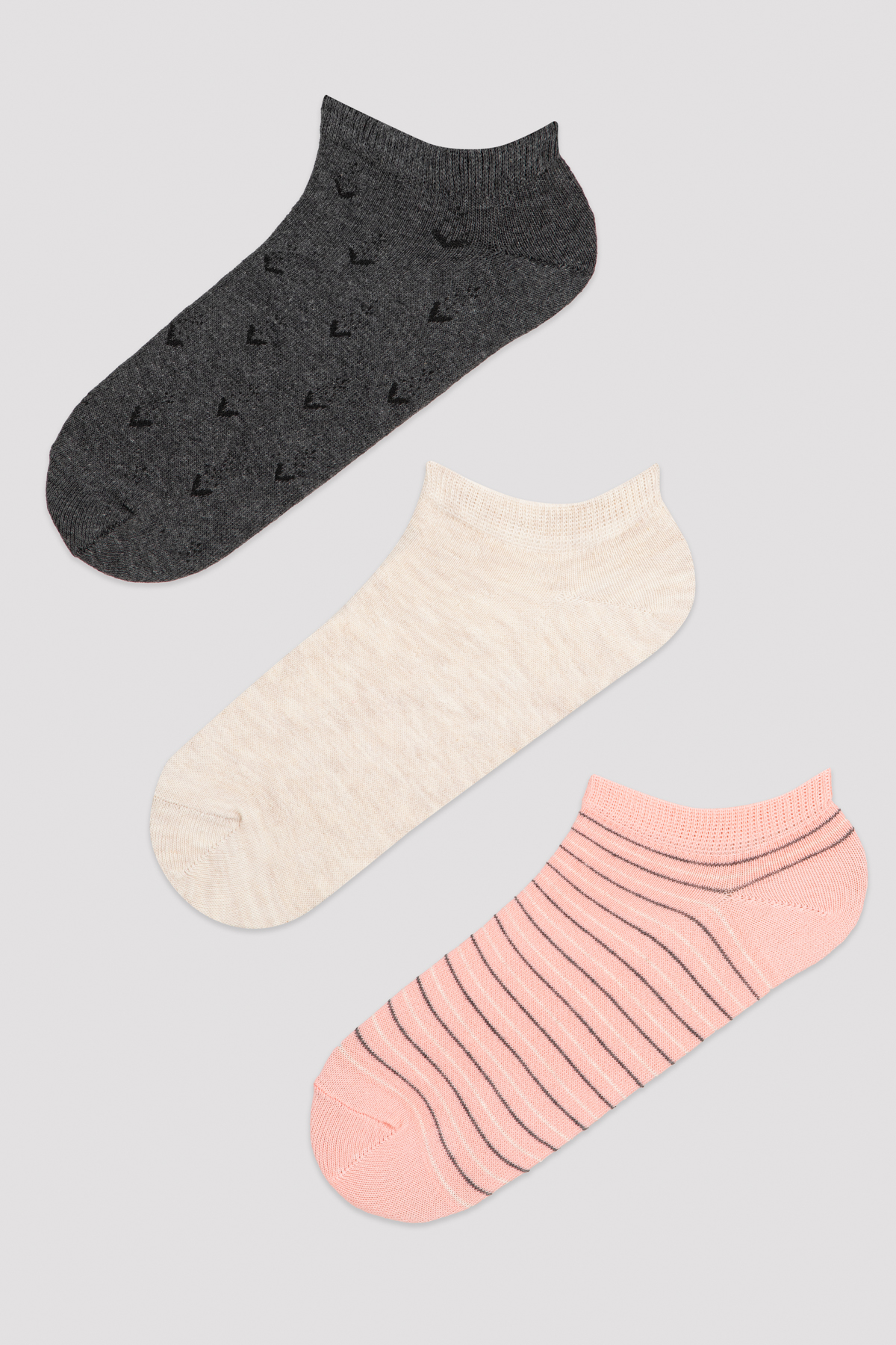 Penti Striped Jacquard 3lü Liner Socks. 1
