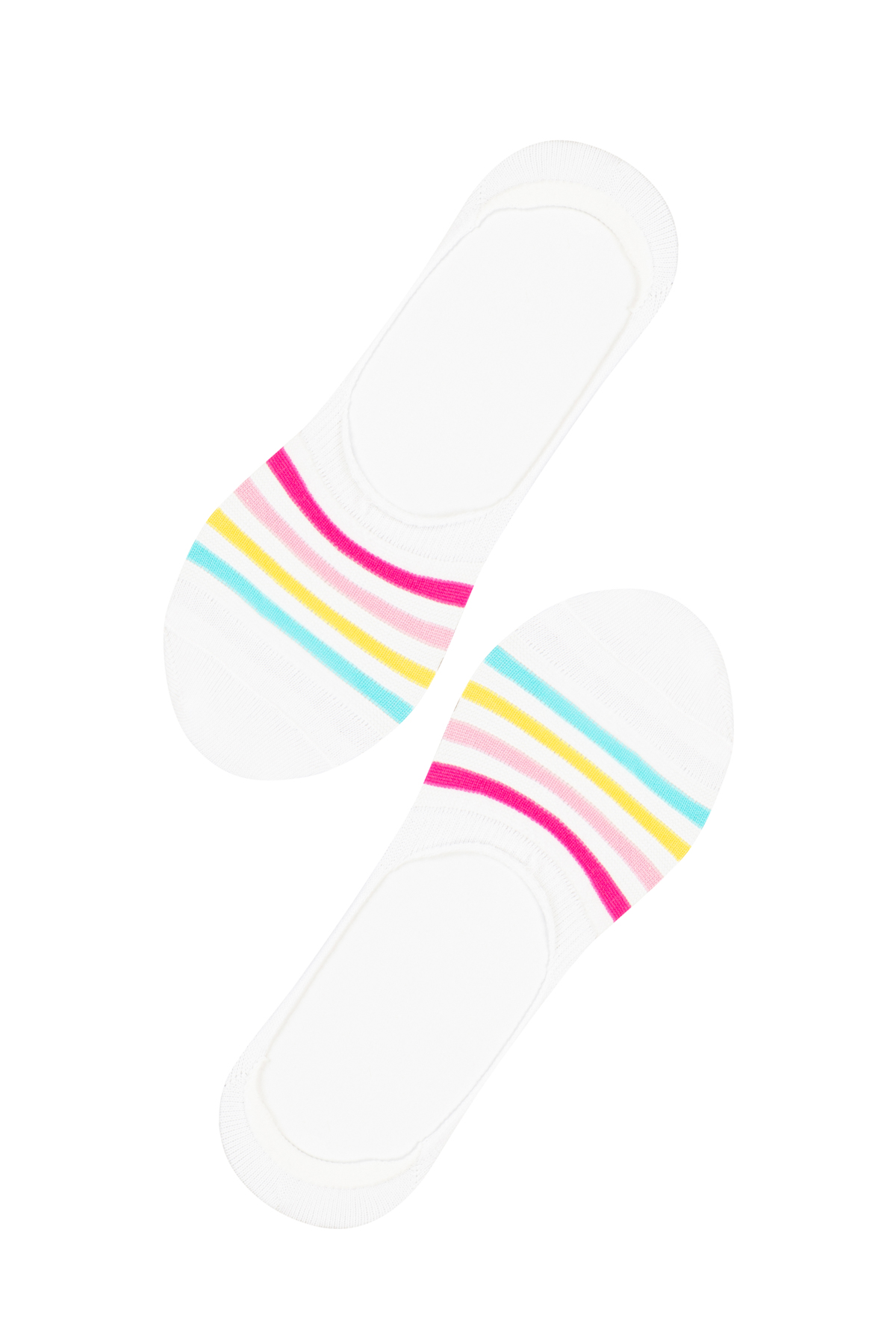 Penti Beyaz Kız Çocuk Çok Renkli Çizgili Babet Çorap. 1