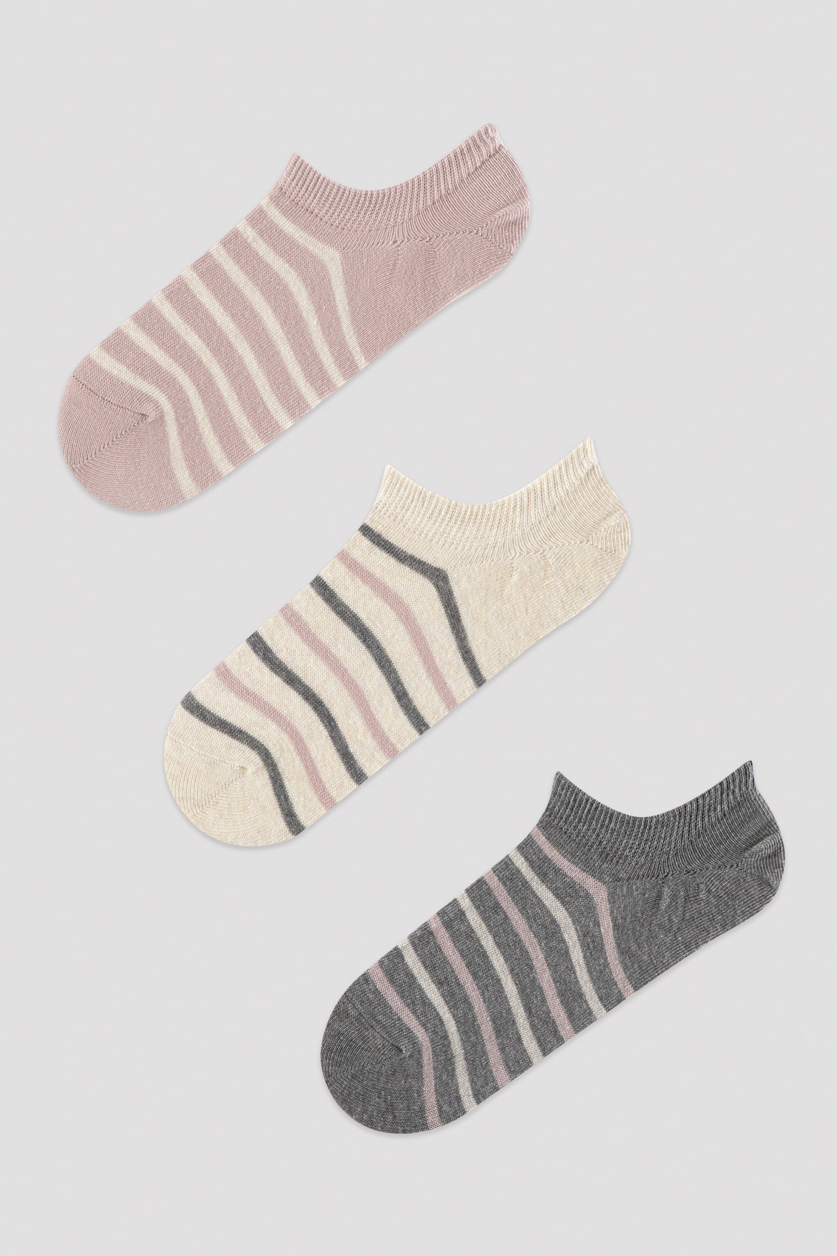 Penti Renkli Çizgili 3'lü Patik Çorap. 1