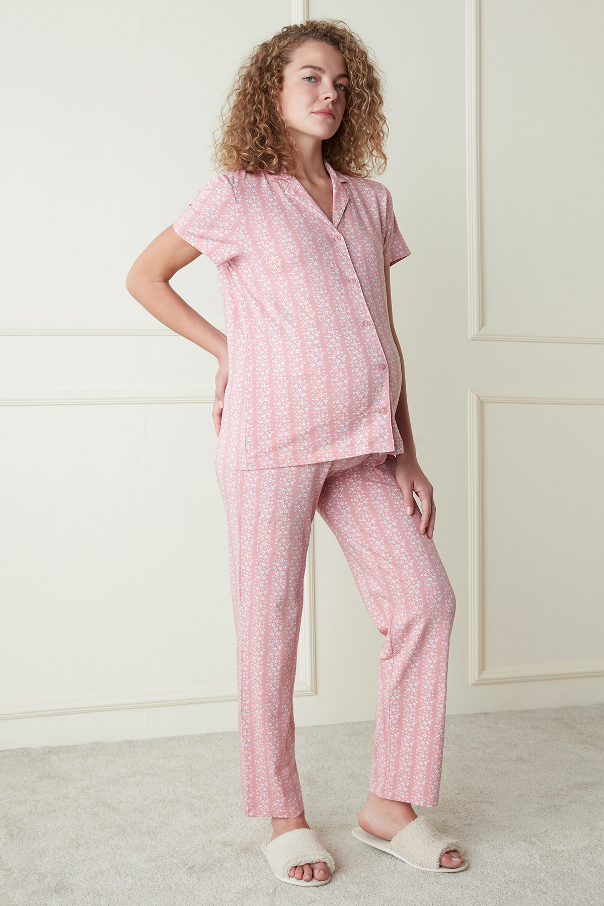 Penti Mama Pink Flowers Gömlek Pantolon Pijama Takımı. 1
