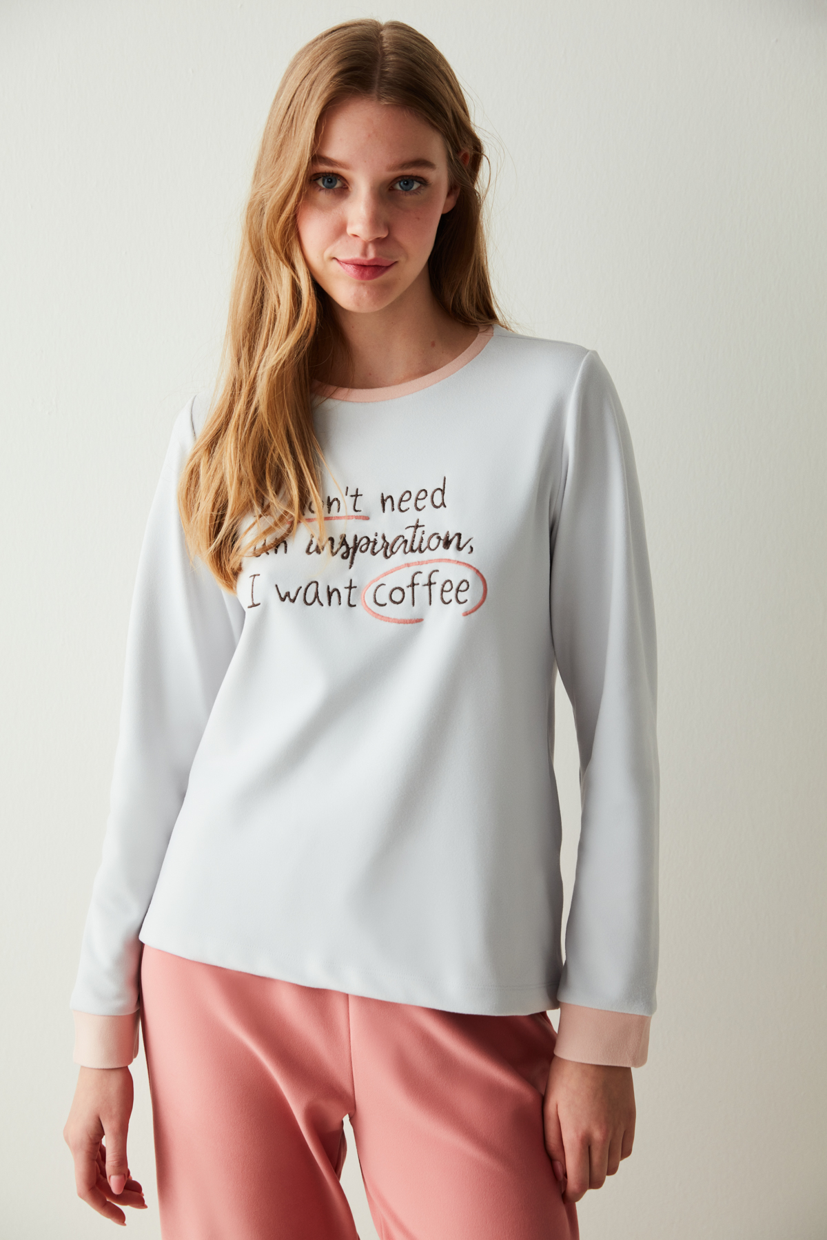 Penti Gray I Want Coffee Thermal Sweatshirt. 1